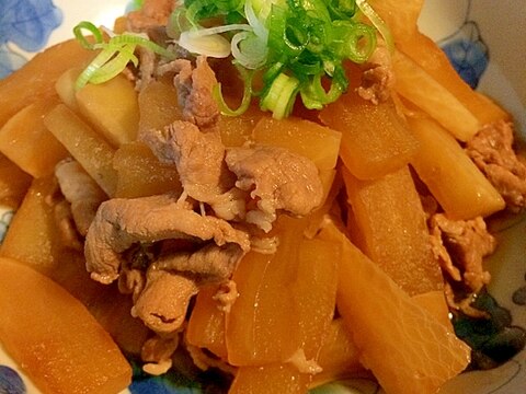 豚薄切り肉と大根の炒め煮